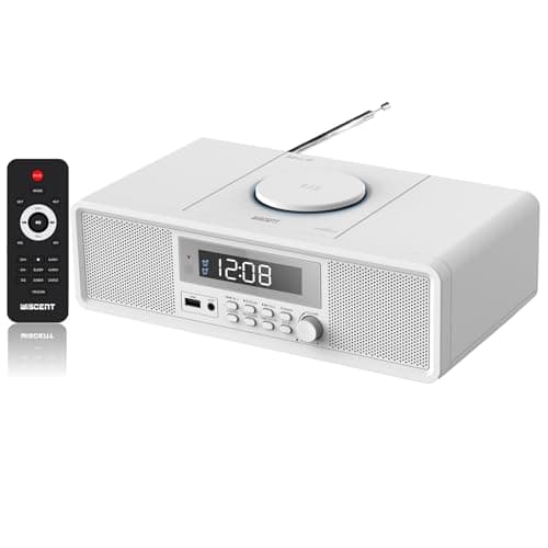 Image of Compact Micro Home CD Stereo System, CD Player with Bluetooth, FM Radio, Aux-in, USB-MP3 Playback, Digital Clock, CD Players for Home (White)