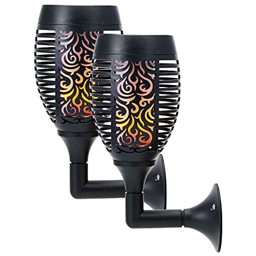 Image of Solar Torch Lights 51 LED Dancing Flickering Flame Effect - Wall Outdoor Lights Garden, Fence, Door, Shed, Lamp, Pathway Garden Spotlights – Weather Resistant (2 Lights)