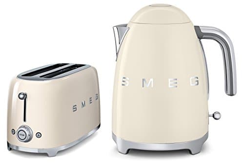 Image of Smeg TSF02CRUK KLF01CRUK | 50s Retro Style 4 Slice Toaster & Kettle Set in Cream