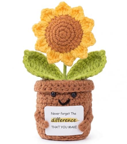 Image of Aruigu Inspirational Gift - Positive Sunflower Doll Crochet - Never Forget The Difference That You Make - Appreciation Positive Gift for Women, Friend Sister, Coworker - Mothers Day, Birthday Present