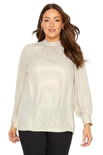Image of M&Co Keyhole Back High Neck Blouse - Women's Cream