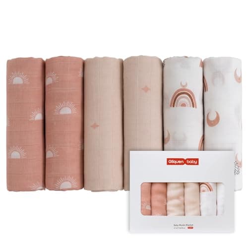 Image of GLLQUEN BABY Muslin Squares Cloth for Baby, 6pack 70cm x 70cm Cotton Burp Cloths for Newborn, Absorbent & Breathable and Ideal to Clean, Wipe & Cover Newborns