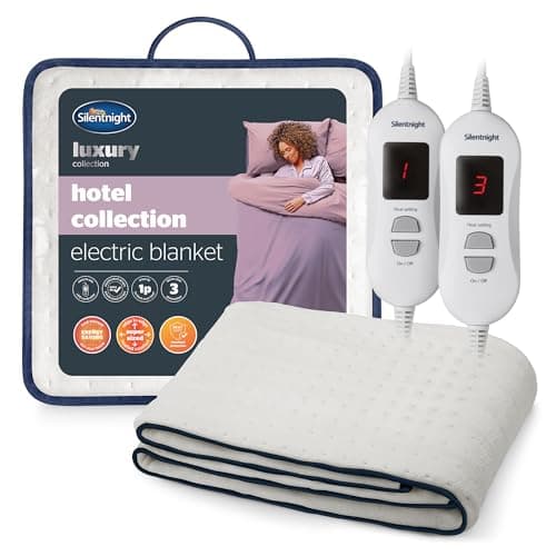 Image of Silentnight Hotel Collection Double Electric Blanket - Luxury Cosy Comfort Covered in a Super Soft Fleece Fabric - Full Mattress Coverage with Easy Fit Straps - 3 Heat Settings, 193x137cm, Double