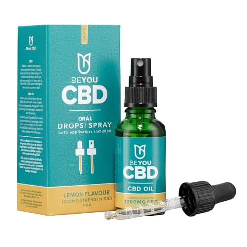 Image of BeYou CBD Oil - 1200mg CBD Drops & Spray - High Strength CBD Oil - MCT Oil - Lab Tested, No THC - Lemon Flavour - 30ml - Soothes Stress, Anxiety, Sleep, Aches & Pains