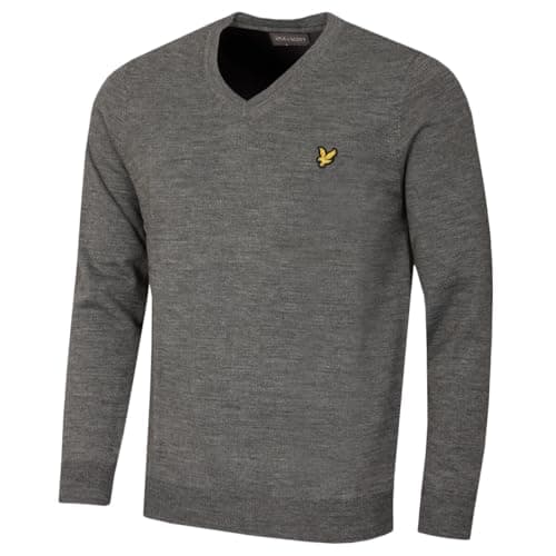 Image of Lyle & Scott Mens V Neck Sweater - Mid Grey Marl - M