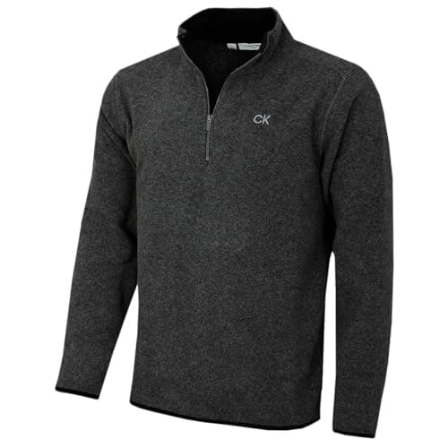 Image of Calvin Klein Mens Polar Fleece 1/2 Zip Sweater - Charcoal Marl - M