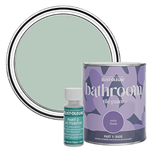 Image of Rust-Oleum Green Water-Resistant Bathroom Tile Paint in Satin Finish - Leaplish 750ml