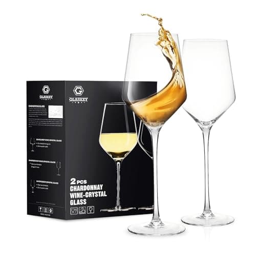 Image of GLASKEY White Wine Glasses Set of 2,Hand Blown Crystal Wine Glasses,450ml Long Stem Wine Glasses for Red and White,Best Gift for Daily Use,Wedding,Anniversary,Christmas or Birthday