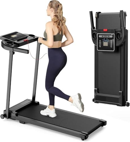 Image of Treadmill Walking Pad Running Machine - Treadmills for Home Foldable Under Desk Treadmill with Handle Folding for Heavy People Foldaway Portable Compact Indoor Flat 10Km/h Electric Machines