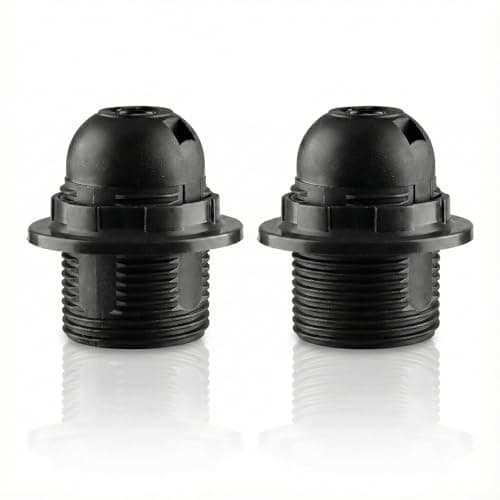 Image of Hopzab 2 PCS E27 Edison Screw Lamp Holder, Black PET Pendant Socket with Shade Ring, Bulb Holder for Ceiling & Table Lamps, DIY Lighting Projects