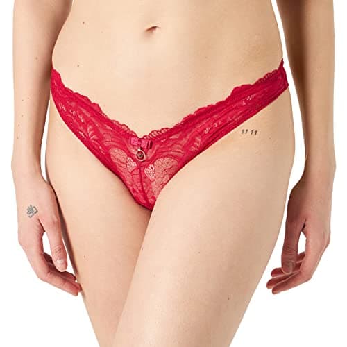 Image of Emporio Armani Underwear Women's Eternal Lace V-Brazilian Brief, Crimson, L