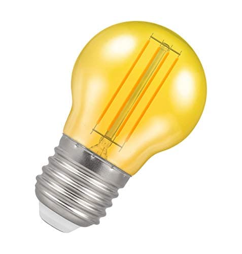 Image of Crompton Lamps Yellow LED Golfball Light Bulb 4.5W E27 Harlequin | IP65 Outdoor Lights LED Bulbs | Energy-Saving Replacement for 25W Bulbs | 15,000 Hours Life | for Festoon Lights Outdoor