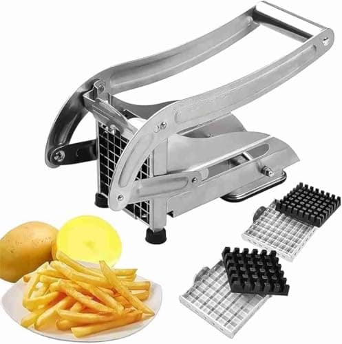 Image of Chip Cutter Potato Chipper Cutter with 2 Size Blades(1/2 and 1/3 Inch), Professional French Fry Cutter, Non-Slip Suction Base, Stainless Steel Chip Maker Cutter Potato Cutter