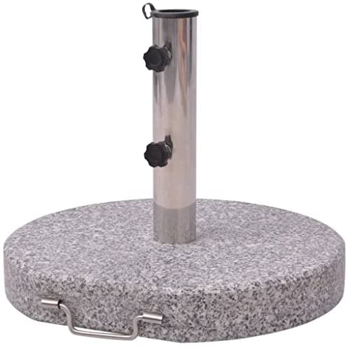 Image of vidaXL 45cm Granite Round Parasol Stand - Outdoor Umbrella Base Holder with Stainless Steel Pipe and Handle, Includes Adapters for Various Pole Diameters, Easy Transport Design