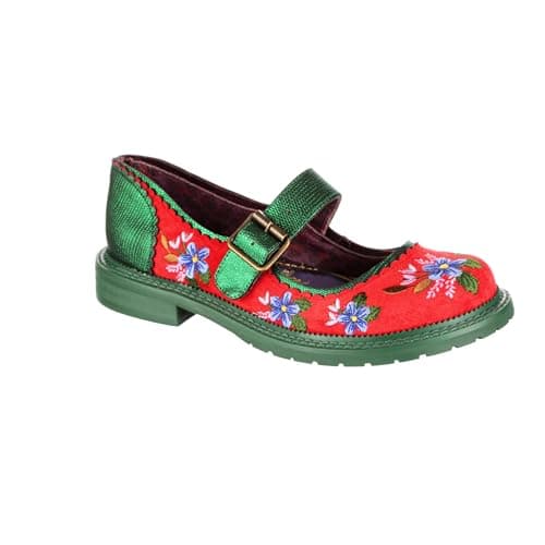 Image of Irregular Choice Hilltop House Shoes, Red/Green, EUR 39 (UK 6)