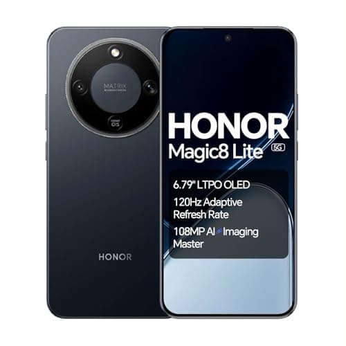 Image of HONOR Magic8 Lite 5G Smartphone, Snapdragon 6 Gen 4, 7500mAh Battery, 108MP OIS AI Camera, 6.79" OLED 120Hz Screen, 2.5m Drop Resistant, IP68+IP69K Waterproof, NFC (Midnight Black, 256, GB, GB, 8)