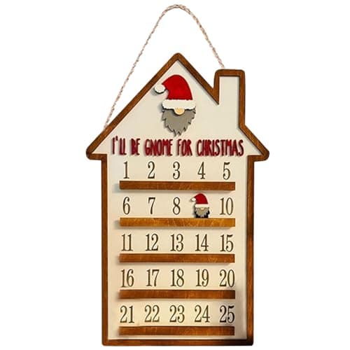 Image of KASESSS Wooden Santa Christmas Countdown Calendar, Xmas Wall Hanging Wooden Sign Advent Calendar, 25 Day Christmas Decorations Countdown Reusable For Indoor Outdoor Wall Hanging Decoration