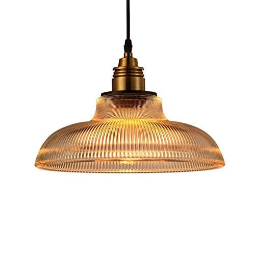 Image of Vintage Pendant Light, Retro Glass Ceiling Shade E27, Classic Minimalist Chandelier, Amber Bowl Design, American Country Style Lighting, Ideal for Home Decor