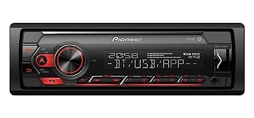 Image of PIONEER 1-DIN receiver with Bluetooth, Red/White illumination, USB/3.5mm Jack, Spotify, Pioneer Smart Sync App and compatible with Apple and Android devices, Red/Black, MVH-S420BT