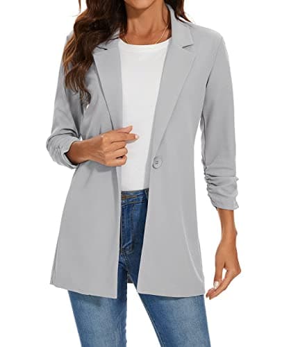 Image of MINTLIMIT Women Long Lapel Blazer Tailored Long Sleeve Oversized One Button Coat Jacket Formal Suit