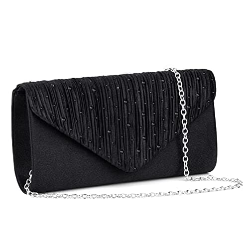 Image of OSDUE Women Clutch Bag, Satin Clutch Bags, Glitter Envelope Clutch Bag With Detachable Chain Strap, Elegant Sequins Evening Clutch for Wedding Bridal Prom Cocktail Party Ladies Handbags