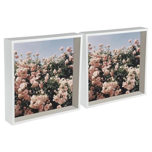 Image of Nicola Spring 3D Shadow Box Photo Frames - 12x12 (30x30cm) - Pack of 2 - White 3D Photo Frame Box Picture Frame Deep Box Large Square Display Case for Crafts, Keepsakes, Wedding, Graduation