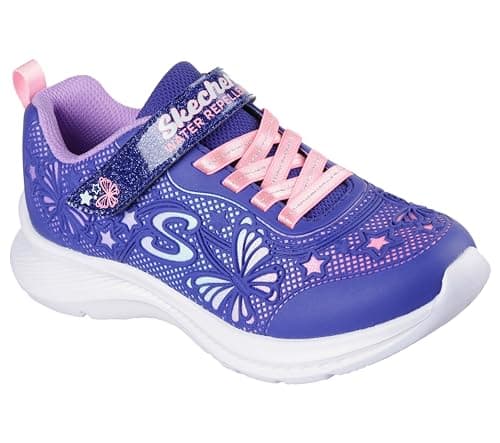 Image of Skechers Girl's Jumpsters 2.0 Butterfly Flush Sneakers, Navy KPU/Multi Trim, 10 UK Child