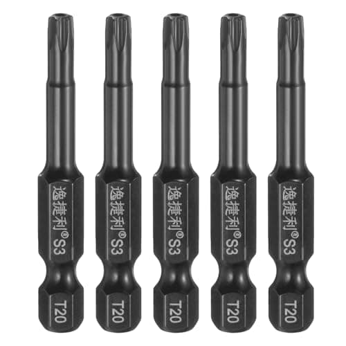 Image of sourcing map 5pcs T20 Security Torx Head Screwdriver Bit 1/4" Hex Shank 2" (50mm) Long Magnetic Tamper Proof 6 Point Star Screw Driver Drill Bit S3 Steel Mirror Polished Power Tool with Hole
