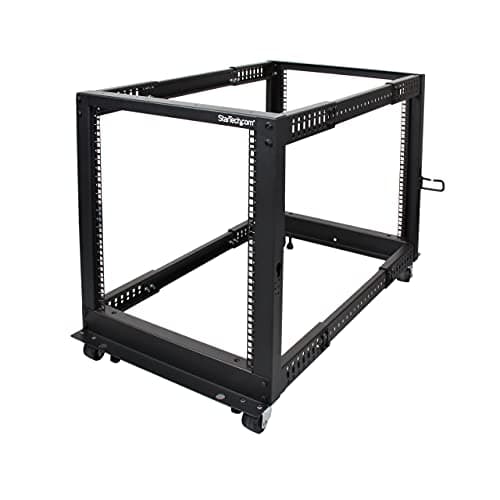 Image of StarTech 12U 4-Post Server Rack, 19in Open Frame Rack with 40in (101cm) Mounting Depth and 1200lb (544kg) Weight Capacity, Mobile or Floor Mount IT Rack