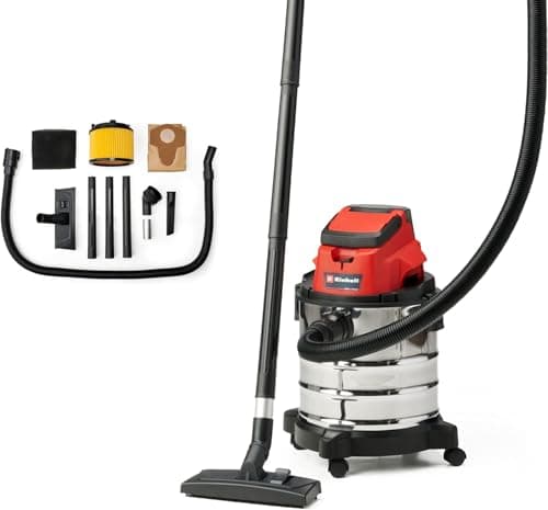 Image of Einhell Cordless Wet and Dry Vacuum Cleaner 18V Power X-Change, 20L Heavy-Duty Stainless Steel Tank, 1.5M Hose, Blow Function Without Battery TE-VC 18 Li Solo