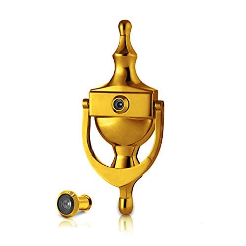Image of XFORT® Door Knocker with Door Viewer Polished Gold, Victorian Urn Door Knockers for Front Door, Elegant Front Door Furniture with a Classic Period Design, Alerting You of Visitors to Your Home