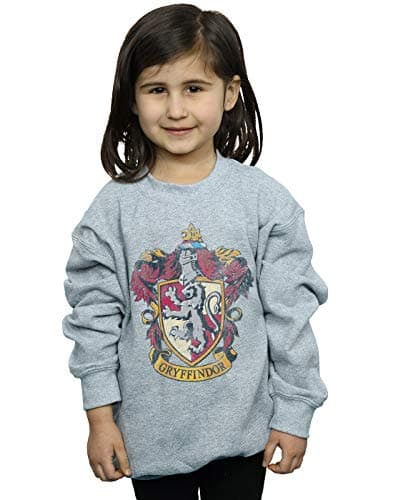 Image of Harry Potter Girls Gryffindor Distressed Crest Sweatshirt 9-11 Years Sport Grey