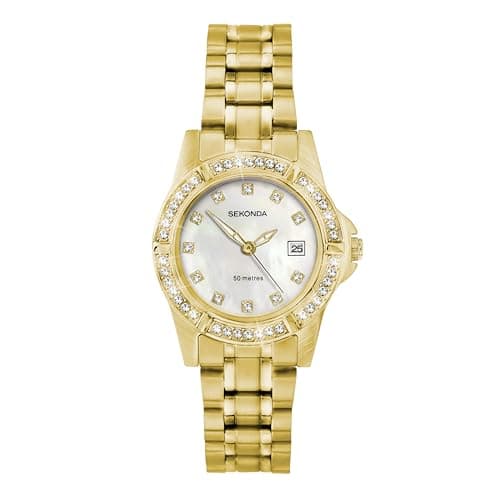 Image of Sekonda Sienna Womens 28mm Analogue Watch with Silver Case and Stainless Steel Bracelet with White Dial