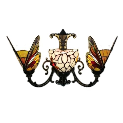 Image of ZOUTYI Bedroom Lighting Tiffany Style Butterfly Wall Lamp Glass Shade Indoor Asile Stair Wall Mounted Fixture Bedroom Bedside Decoration Lighting Wall Lights Modern