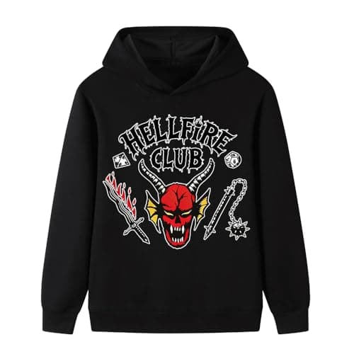 Image of NAISISI Kids Hoodie Children's Hellfire Club long sleeves Sweatshirt Fashion Top Hoodies sweatshirt (Black-170cm)