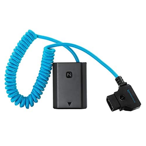 Image of Kondor Blue D-Tap to NP-FZ100 Coiled Dummy Battery Cable for Sony a7S III/a7 IV, Blue