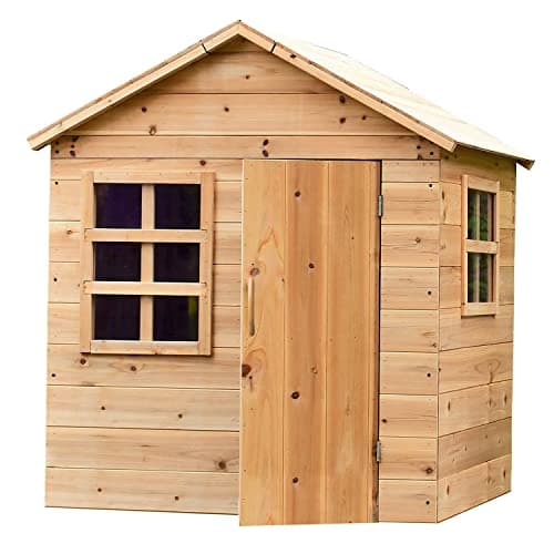 Image of Big Game Hunters Evermeadow Wooden Playhouse for Kids – Large Outdoor/Indoor Garden Playhouse with Door & Windows – Easy-Build Kids Play Set