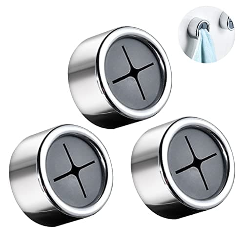 Image of Redamancy Tea Towel Holder, 3 Pcs Towel Hooks, Round Self-Adhesive Hooks, Kitchen Hooks, Push in Suction Hand Towel Holder for Bathroom, for Bathroom Kitchen and Home, No Drilling Required