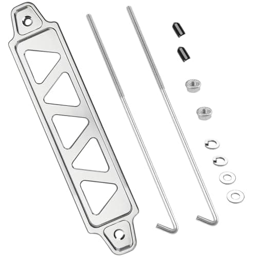 Image of BLMHTWO Battery Hold Down Bracket, Aluminum Alloy Battery Tie Down Bracket Holder, Car Battery Holder Set for Car Battery Mount Bracket Hold Lock Accessories(Silver)