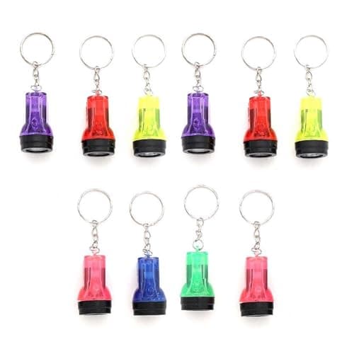 Image of JZK 10 x Mini torch keyring for kids party bag fillers, small LED flashlight keychain for party favours gift, lightweight handy torch key ring, keyhole light lamp, camping emergency tool