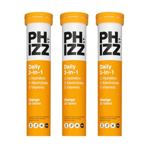 Image of Phizz Electrolytes, Multivitamin & Hydration Tablets - 60 Effervescent Rehydration Electrolyte Tablets - 18 Vitamins & Minerals, Vitamin C, Vegan, Vegetarian & Low Calorie