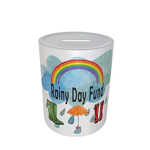Image of Rainy Day Savings Fund Ceramic Piggy Bank Money Box Gift
