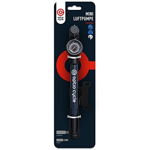Image of Mini Bike Pump with Pressure Gauge 120 PSI / 8.3 Bar – Compact Portable Bicycle Hand Pump for Presta, Schrader Valve | Frame Mounted Small Manual Bike Pumps for All Bikes – MTB, Road, Mountain Bikes