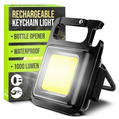 Image of Spanner In The Works® | Cob Keychain Work Light | 1000 Lumen Led Super Bright Rechargeable | LED Small Rechargeable Keyring Torch | Ideal Small Gifts EDC, Festival Essentials