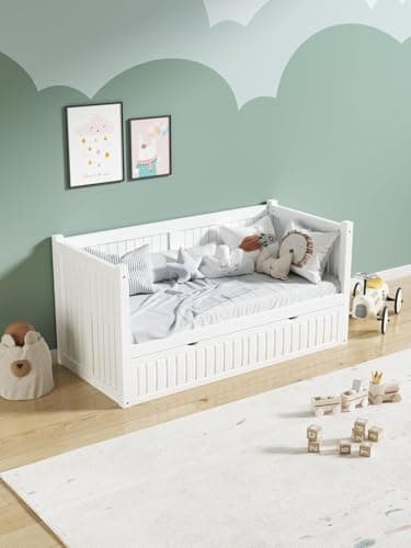 Image of Home Treats Single Day Bed Frame For Kids Bed With Drawers White Wooden 3ft Sofa Bed (No Mattress)