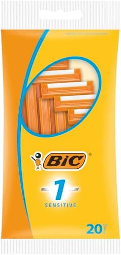 Image of BIC 1 Sensitive Razors for Men - Disposable Single Blade Razor Pack of 20