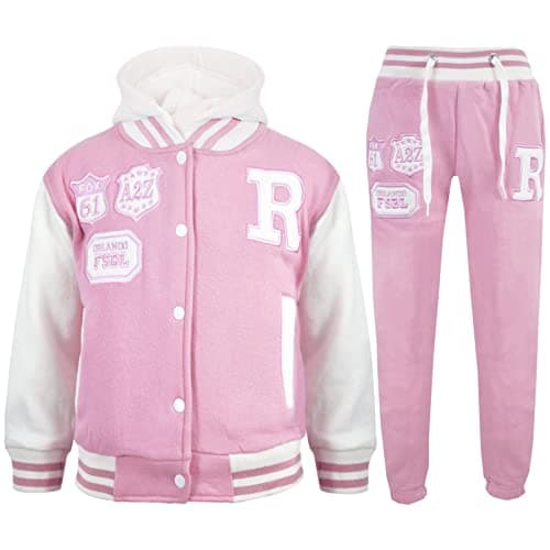Image of A2Z 4 Kids Unisex Girls Boys Baseball Tracksuit R Fashion FOX - B.B Tracksuit Baby Pink 9-10