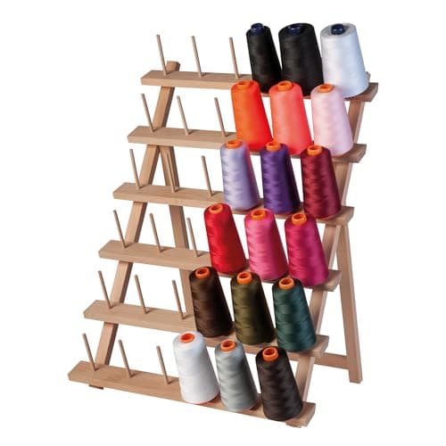 Image of Milward Wooden Overlocker Thread Reel Stand, Freestanding or Wall Mountable Thread Spool Holder, 36 Spools, 57 x 43cm, Beech