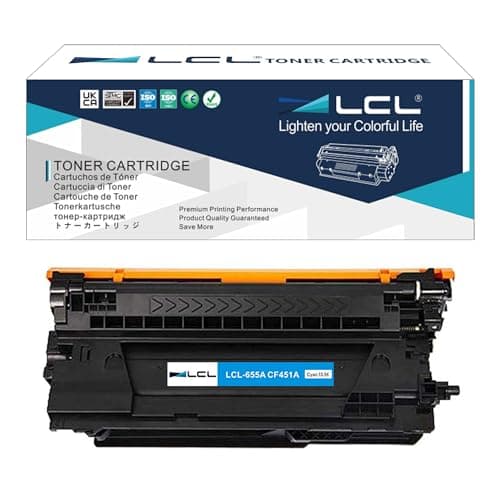 Image of LCL CF451A Toner Cartridge Replacement for HP CF451A 655A for HP Color LaserJet Enterprise Flow MFP M681f M681z M682z Color LaserJet Enterprise M652dn M652n M653dh M653dn M653x MFP M681dh M681f (1 C)