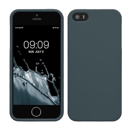 Image of kwmobile Case for Apple iPhone SE (1.Gen 2016) / iPhone 5 / iPhone 5S Case - Soft Cover - Shockproof TPU Material - Wireless Charging - Dark Slate